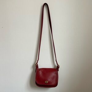 Vintage Coach Red Leather Shoulder Bag